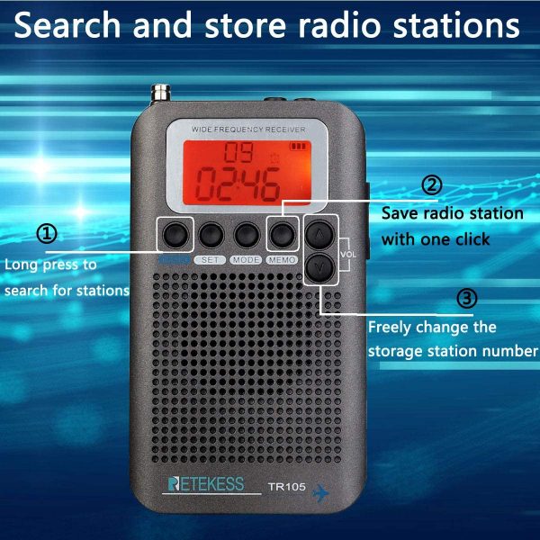 Retekess TR105  Tragbares Flugzeug-Bandradio – Bild 8