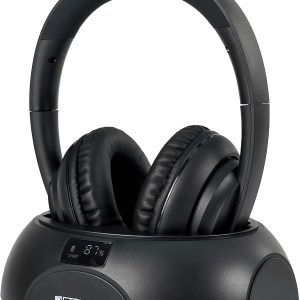 Retekess TA006 Kabellose Kopfhörer für Fernseher, Funkkopfhörer mit Ladestationv, 30 Meter Reichweite, 8 Stunden Akkukapazität Stereo Kopfhörer mit 3.5mm, RCA Eingang, Koaxialkabel, Audioleitung